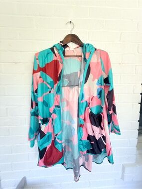 Lightweight Women’s Teal & Pink Hooded Utility Jacket